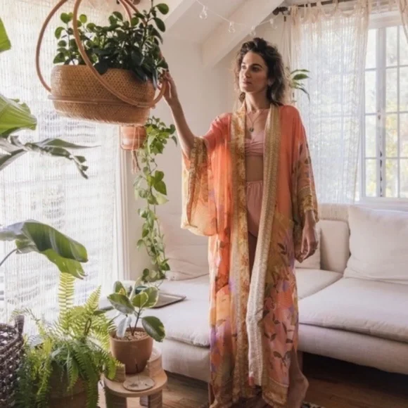 SOLD OUT Mermaid Dreams Boho Kimono Duster Robe Coverup - Picture 4 of 15